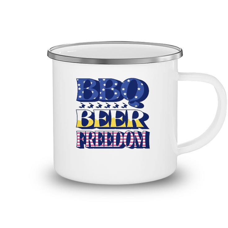 Bbq Beer Freedom 4Th Of July Camping Mug
