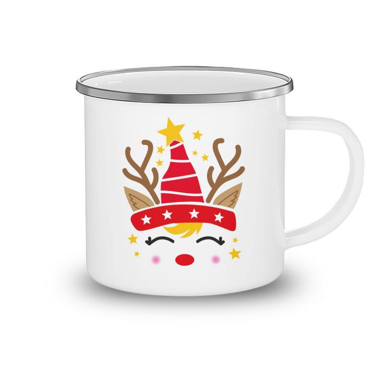 Christmas Unicorn Face Santicorn Cute V2 Camping Mug