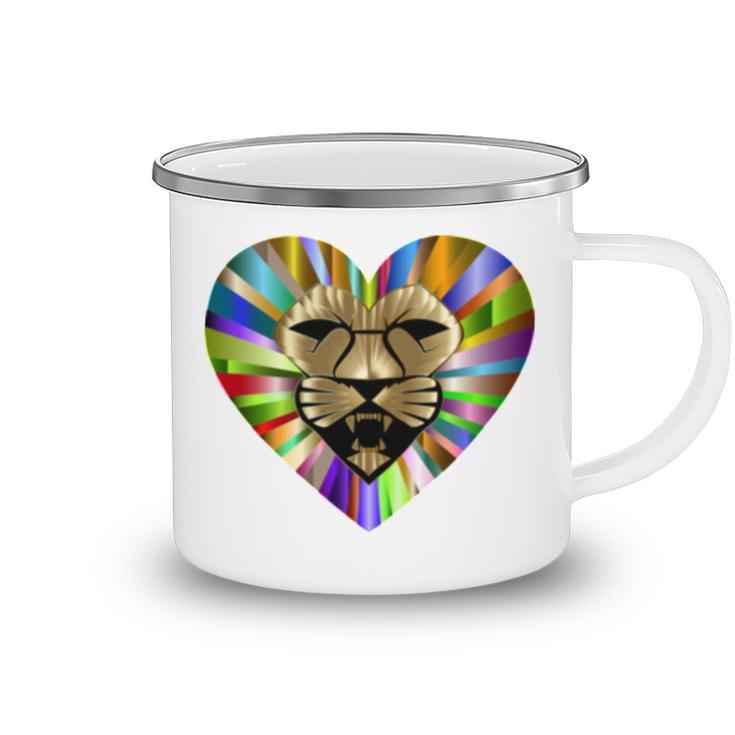 Colored Lion Heart Camping Mug