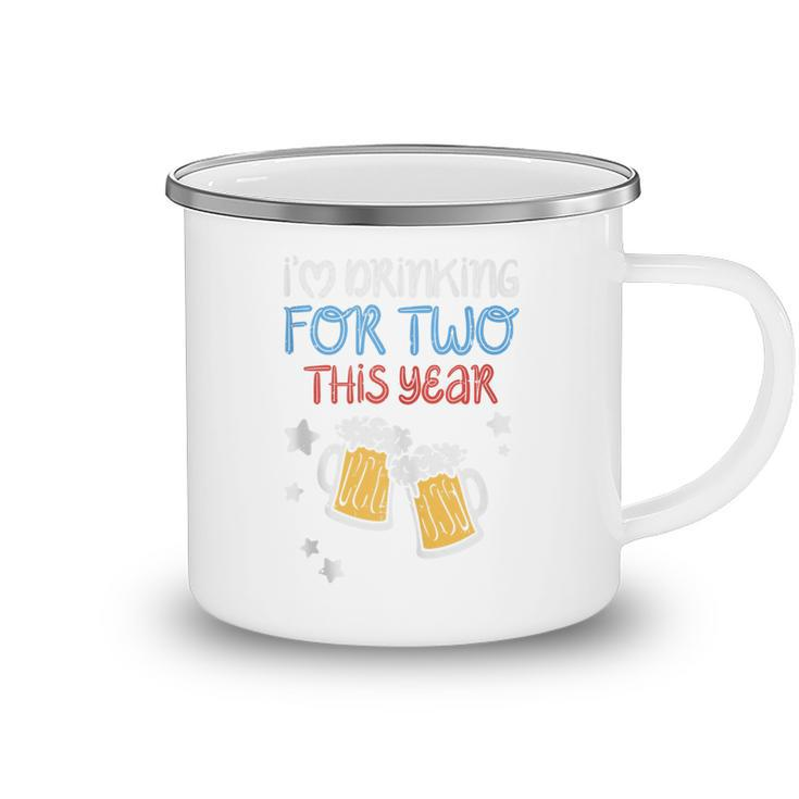 Drinking For Two 4Th Of July Pregnancy Announcement Dad Men  Camping Mug