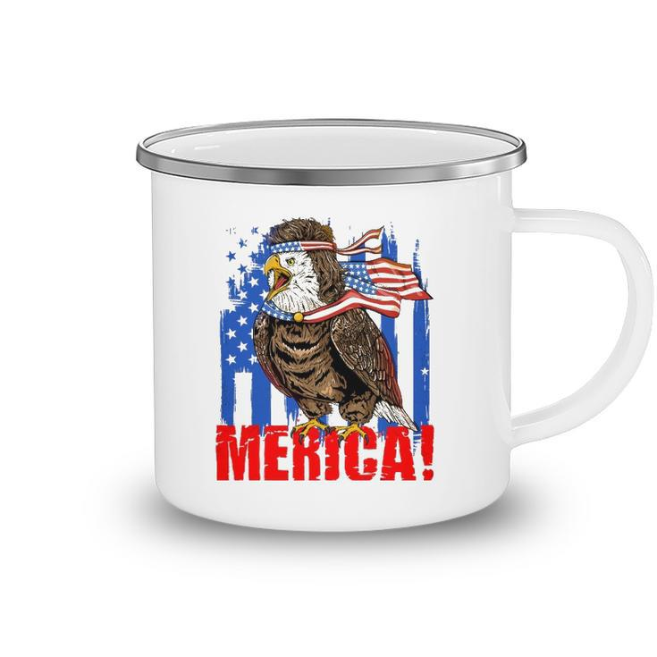 Eagle American Flag Usa Flag Mullet Eagle 4Th Of July Merica Camping Mug