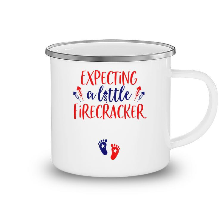 Expecting A Little Firecracker New Mom 4Th Of July Pregnancy  Camping Mug