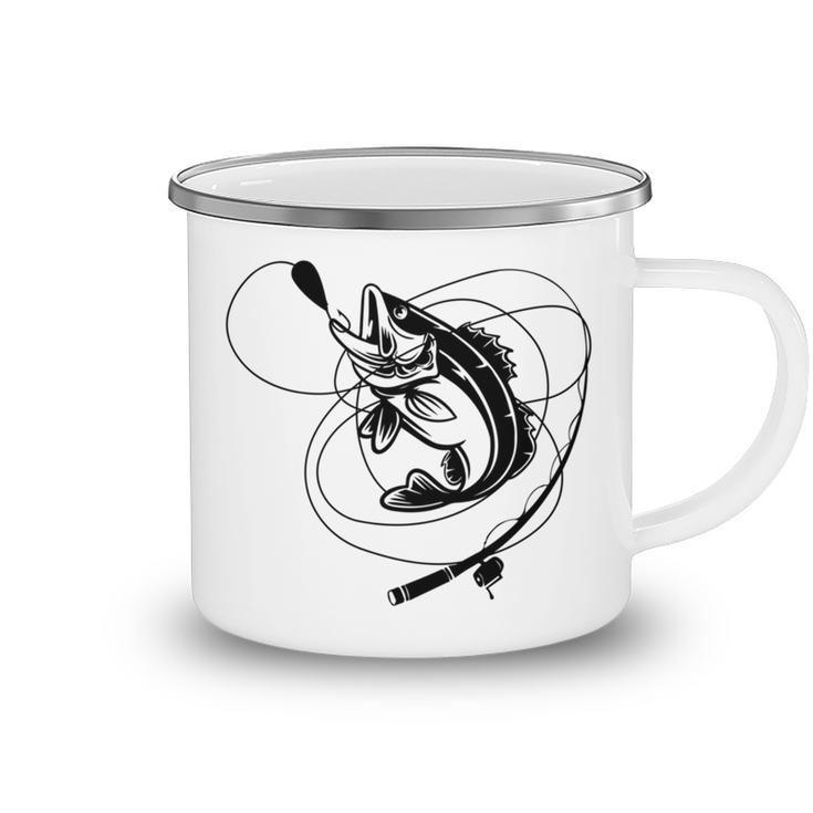 Fishing Bass Sticker Camping Mug