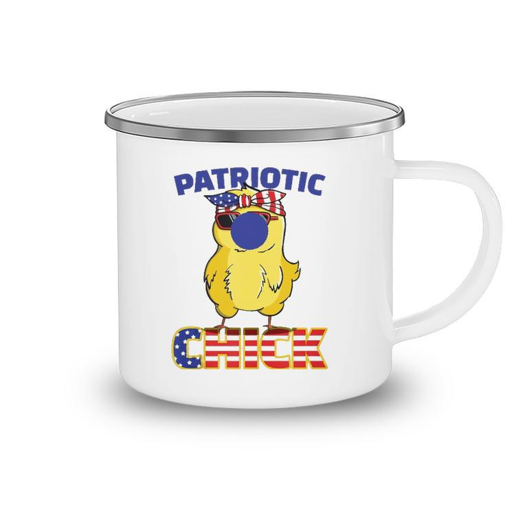 Fourth Of July 4Th Cute Patriotic Chick American Flag Gift  Camping Mug