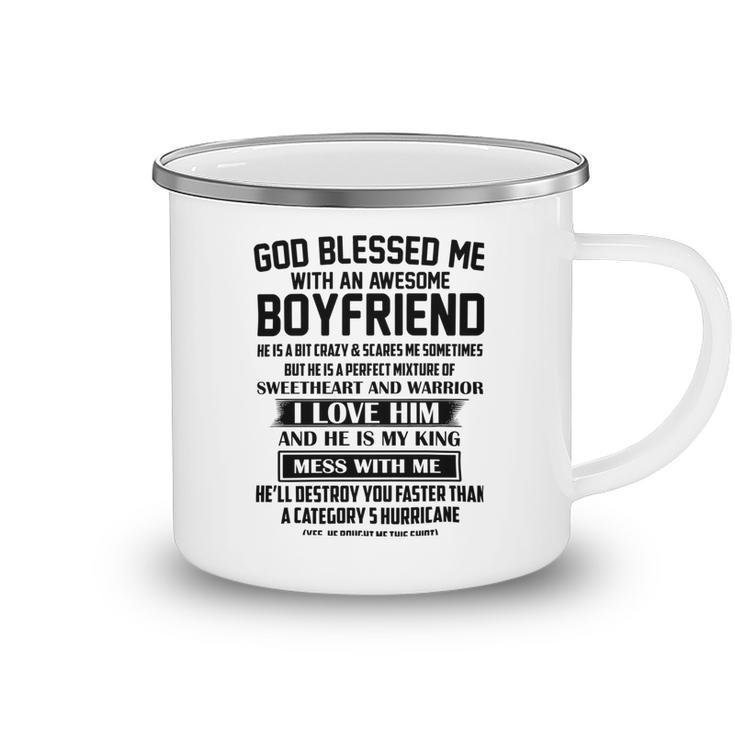 God Blessed Me With An Awesome Boyfriend Camping Mug