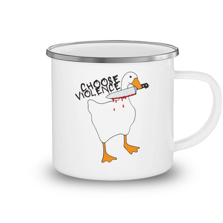 Goose With Knife Sticker Goose Sticker Funny Quotes Funny Animal Stickerspeace Was Never An Option Camping Mug