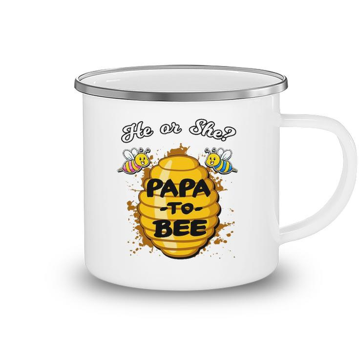 He Or She Papa To Bee Gender Reveal Announcement Baby Shower Camping Mug