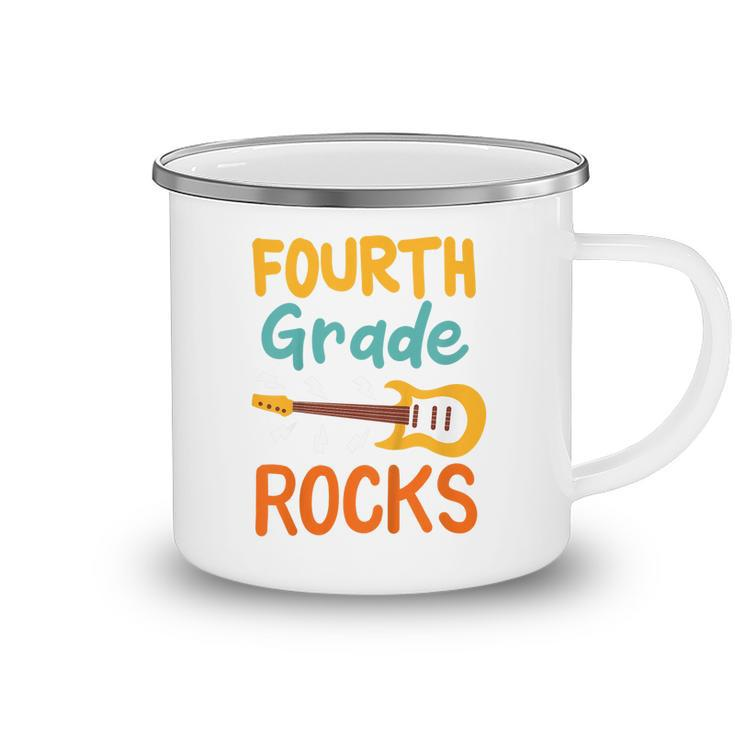 Kids 4Th Grade Fourth Grade Rocks Back To School Guitar  Camping Mug