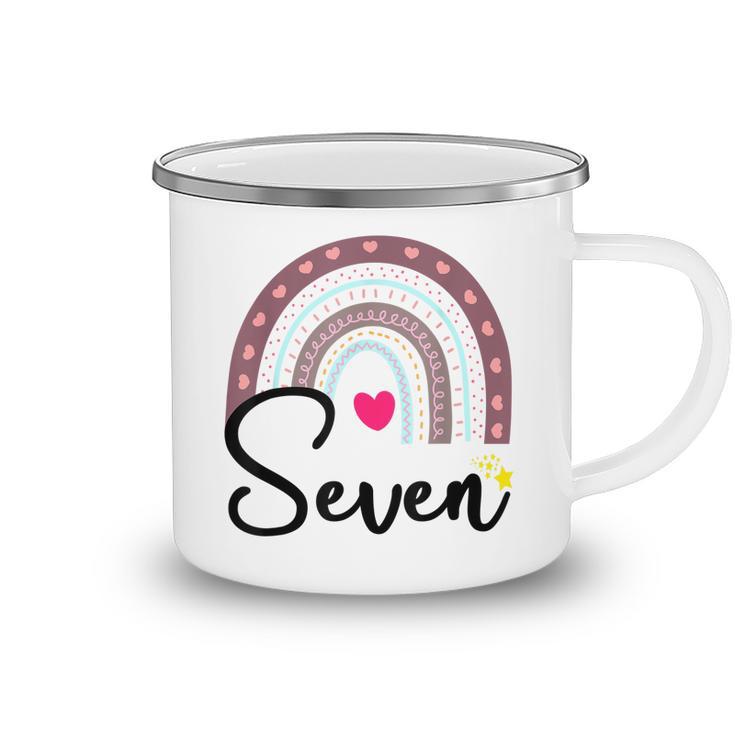 Kids 7Th Birthday Rainbow Party Kids Seven Year Old  Camping Mug