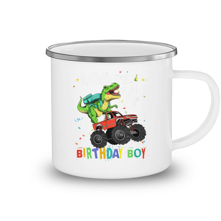 Kids Rawr Im4 4Th Birthday T Rex Dinosaur Party For Boys  Camping Mug