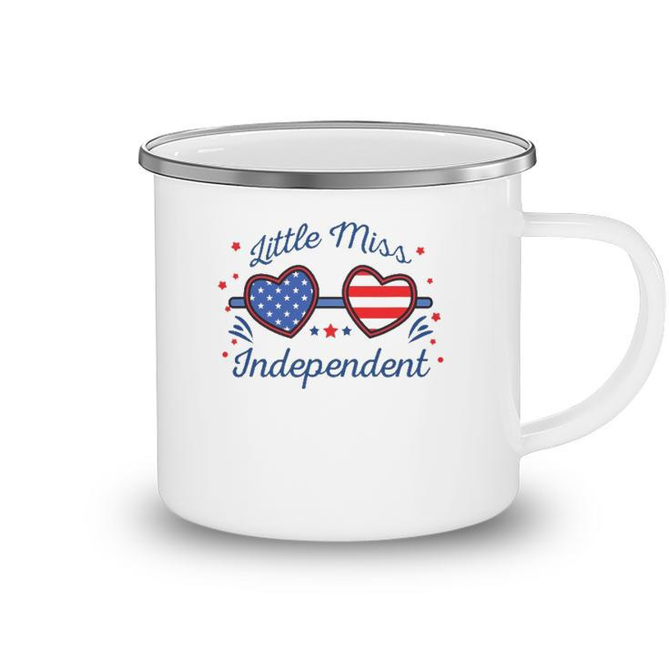Little Miss Independent American Flag Sunglasses 4Th Of July Camping Mug