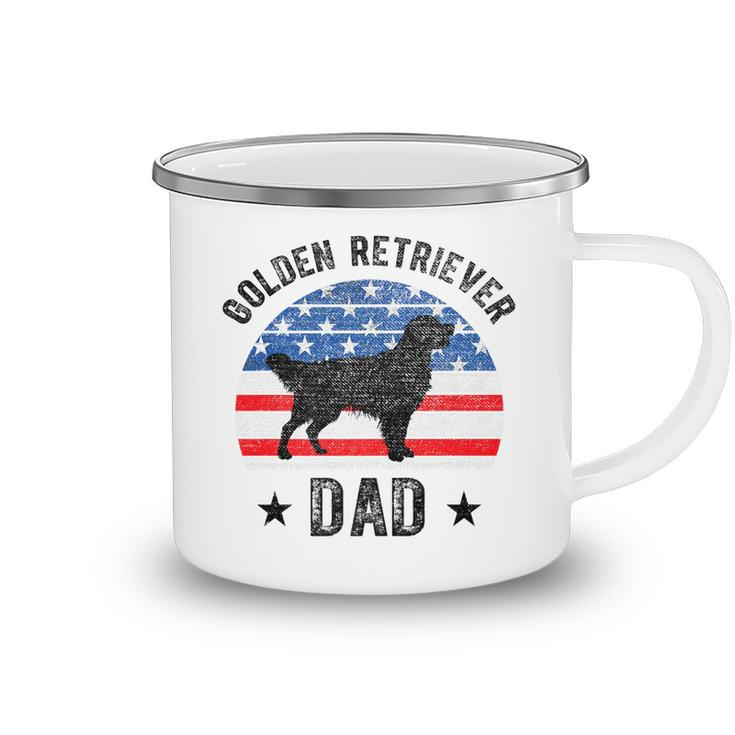 Mens American Flag Golden Retriever Dad 4Th Of July  V2 Camping Mug