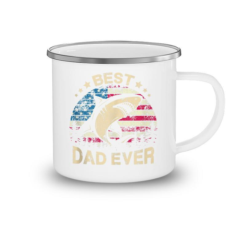 Mens Daddy SharkBest Dad Papa Ever 4Th Of July Father Camping Mug