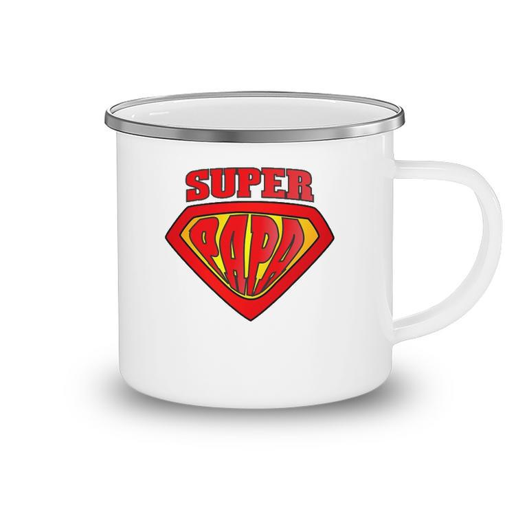 Mens Superhero Super Papa Father Day Dad Gift Camping Mug