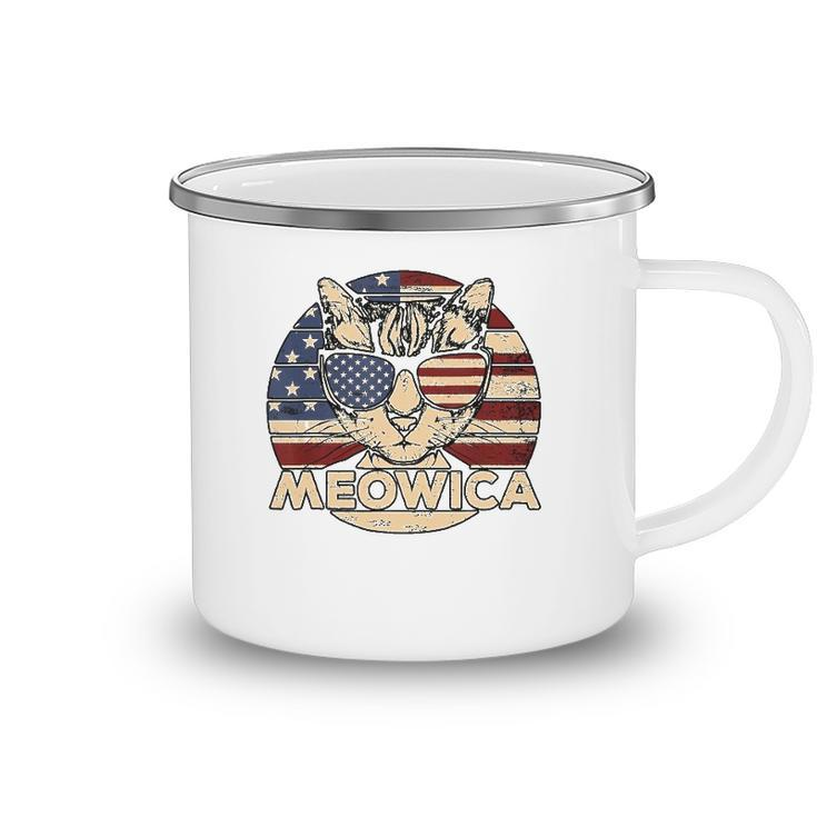 Meowica American Cat 4Th Of July Flag Sunglasses Plus Size Camping Mug