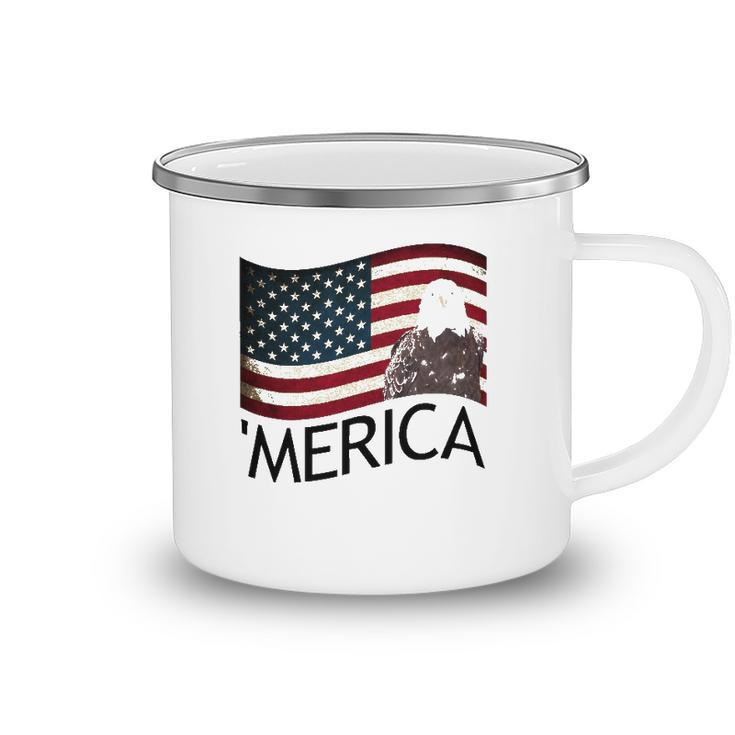 Merica Eagle Flag4th Of July Patriotic America Camping Mug