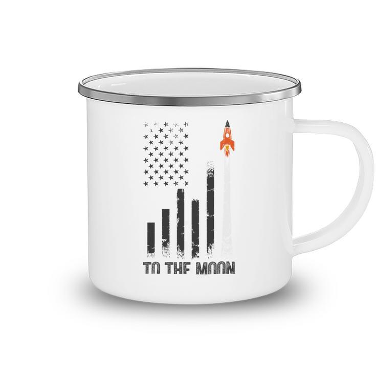 Official To The Moon Distressed Us Flag Stock Market Amc Gme Investor Cryptocurrency Investor Funny Camping Mug