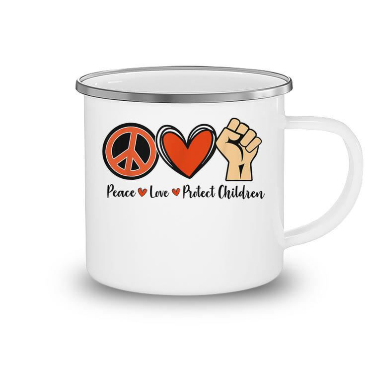 Protect Our Kids End Guns Violence Wear Orange Peace Sign  Camping Mug