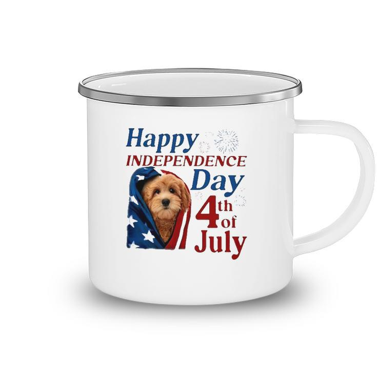 Red Goldendoodle Happy Independence Day 4Th Of July American Flag Camping Mug