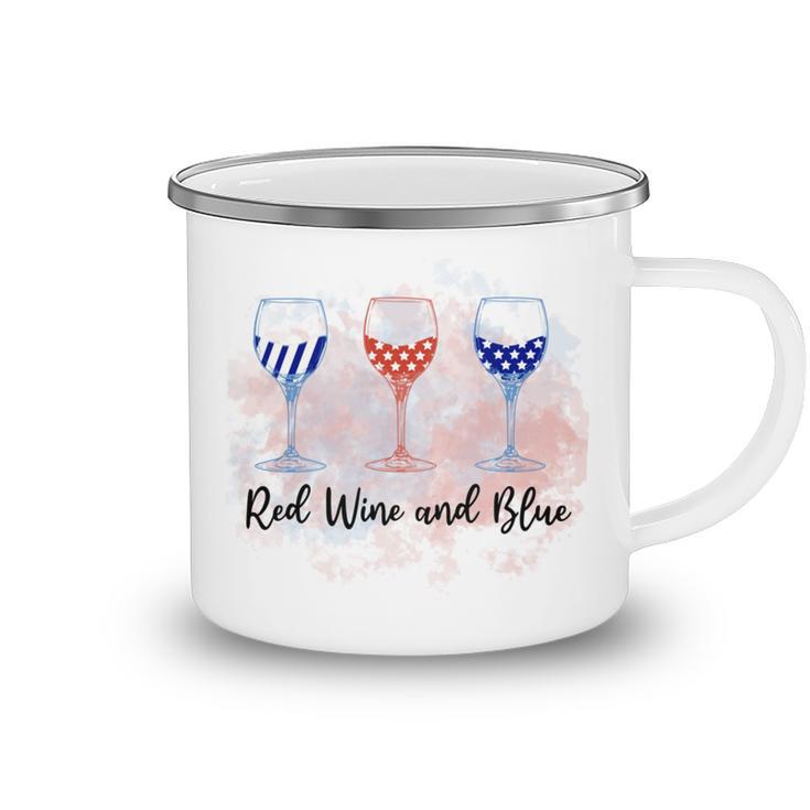 Red Wine  Blue  4Th Of July  Wine Red  White Blue Wine Glasses Camping Mug