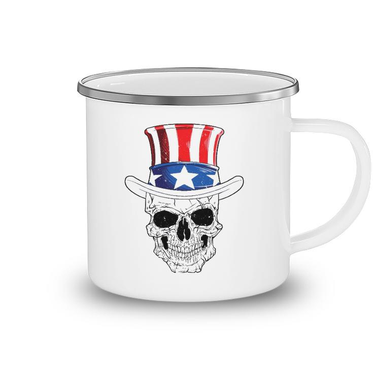 Skull 4Th Of July Uncle Sam American Flag Men Women Camping Mug