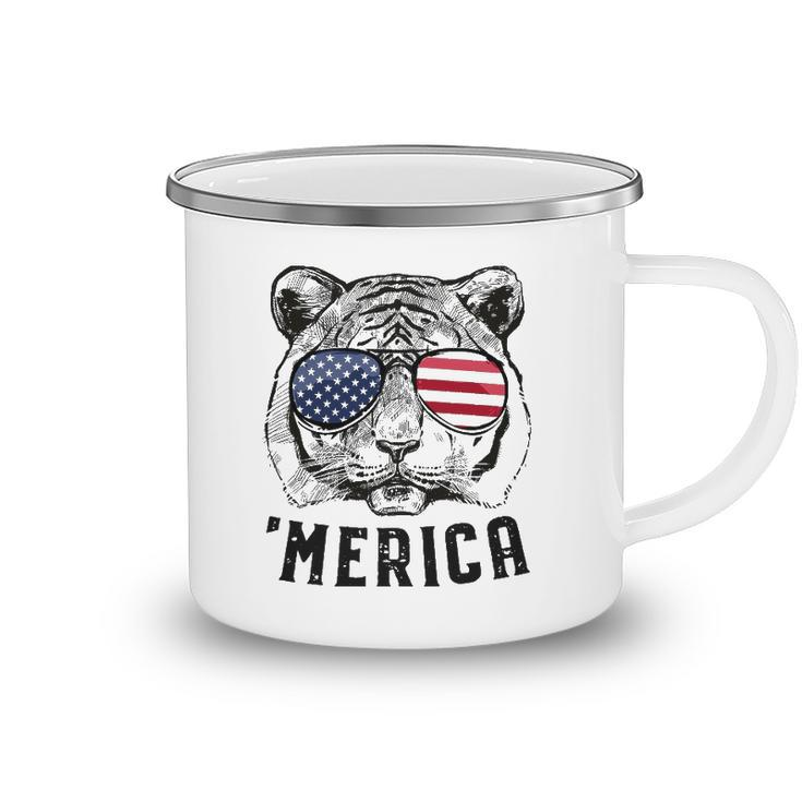 Tiger American Flag 4Th Of July Merica Sunglasses Camping Mug