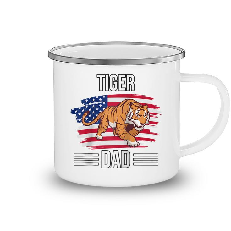 Tiger Us Flag 4Th Of July Fathers Day Tiger Dad  Camping Mug