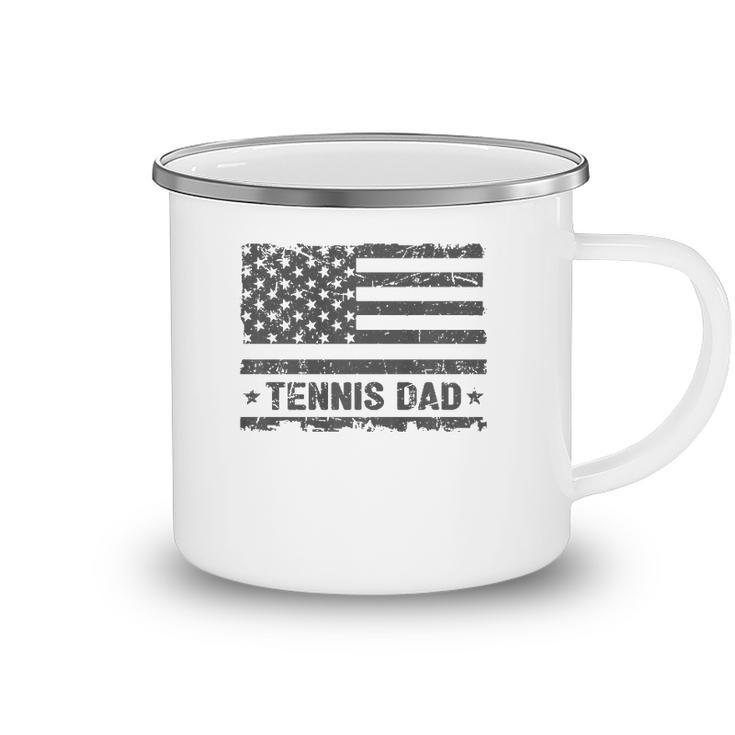Vintage Tennis Dad America Us Flag Patriot Funny Gift  Camping Mug