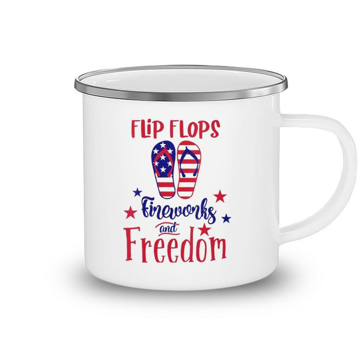 Womens July 4Th Flip Flops Fireworks & Freedom 4Th Of July Party V-Neck Camping Mug