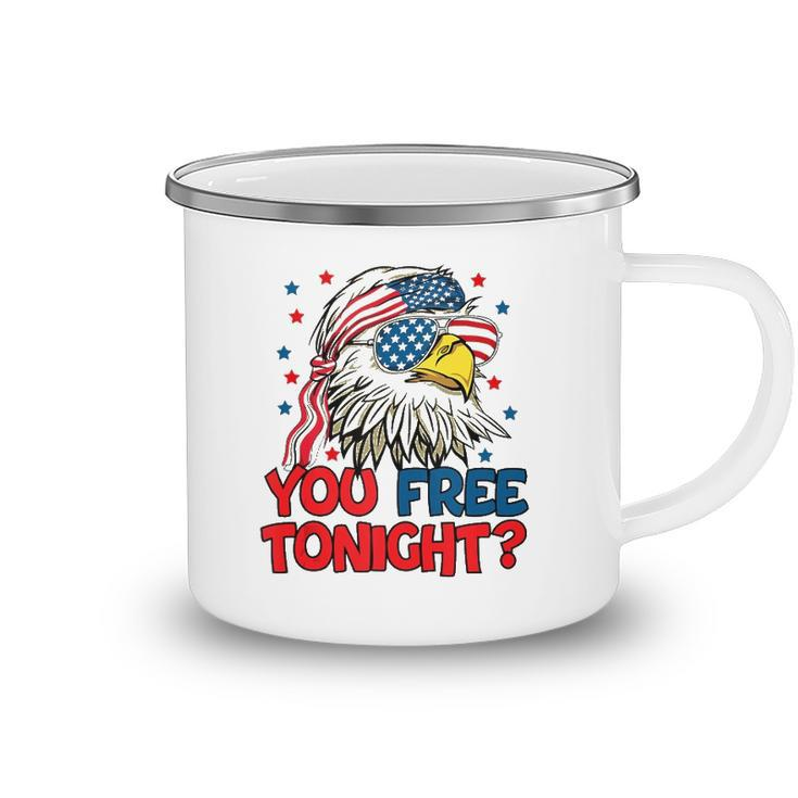 You Free Tonight Bald Eagle Mullet American Flag 4Th Of July  V2 Camping Mug