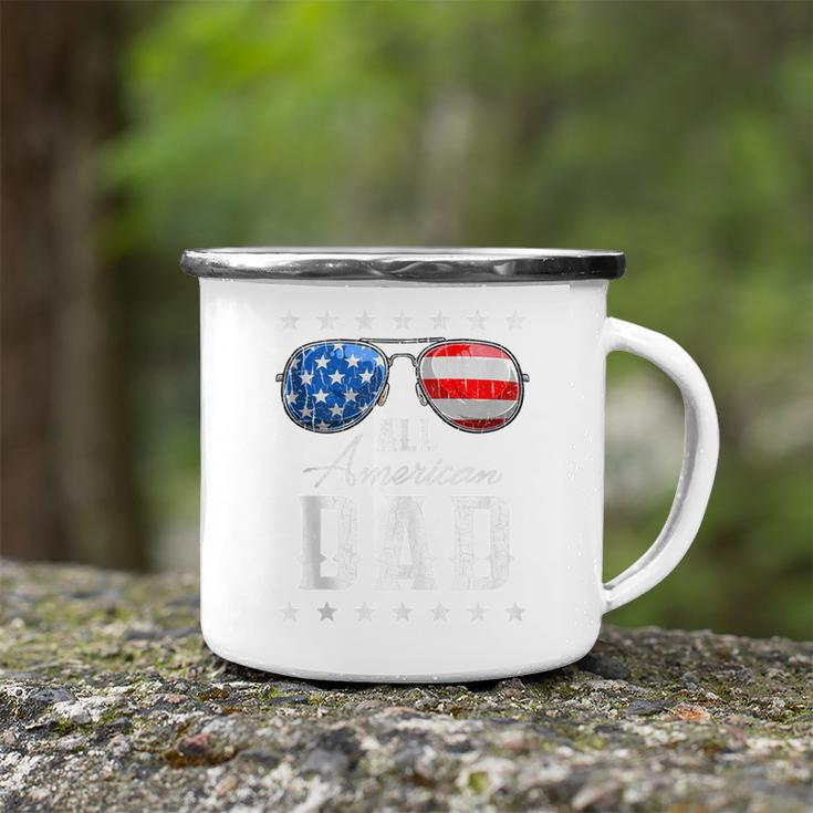 All American Dad Usa Flag Sunglasses 4Th Of July Dad Camping Mug