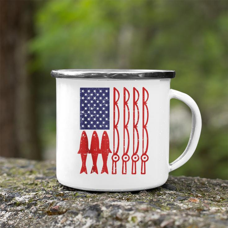 American Flag Fishing 4Th Of July Patriotic Dad Gift Angler V2 Camping Mug