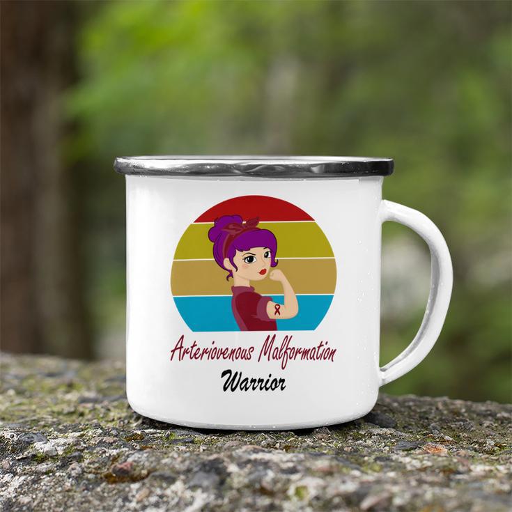 Arteriovenous Malformation Strong Women Vintage Funny Burgundy Ribbon Arteriovenous Malformation Support Arteriovenous Malformation Awareness Camping Mug