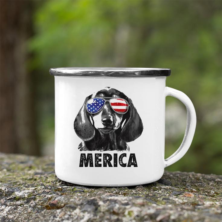 Dachshund 4Th Of July Merica Men American Flag Sunglasses Camping Mug