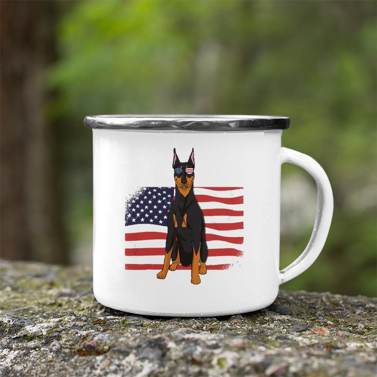 Doberman Dad & Mom American Flag 4Th Of July Usa Funny Dog Camping Mug