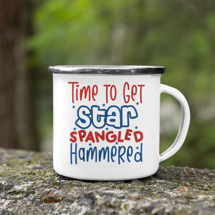 Funny Drunk 4Th Of July Time To Get Star Spangled Hammered Camping Mug