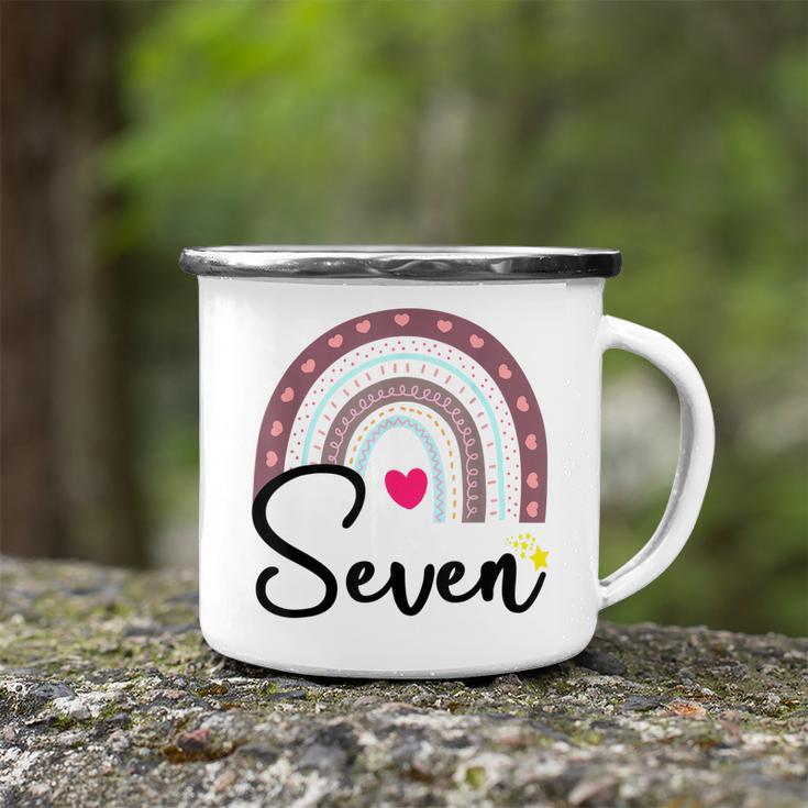 Kids 7Th Birthday Rainbow Party Kids Seven Year Old Camping Mug