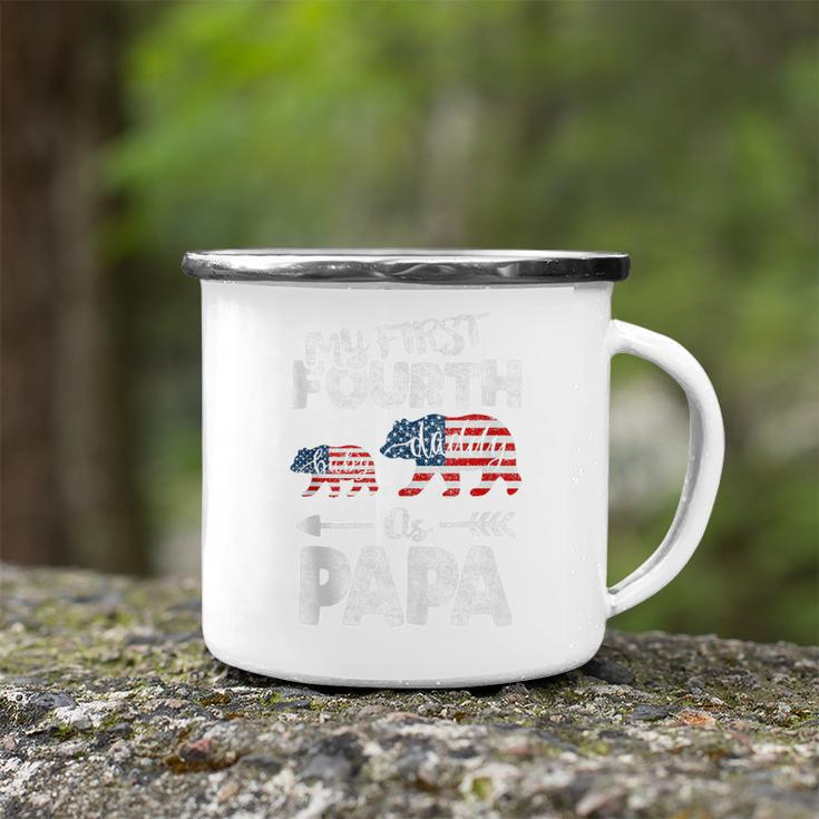 Mens 4Th Of July Gift For Papa Bear Dad Pregnancy Announcement Camping Mug