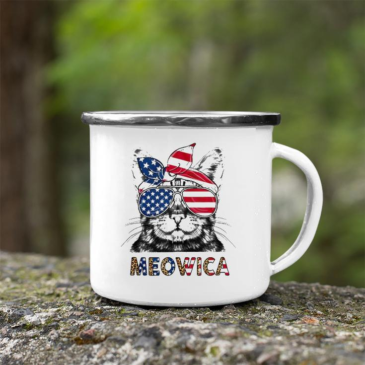 Meowica 4Th Of July Cat American Flag Patriotic Cat Lovers Camping Mug