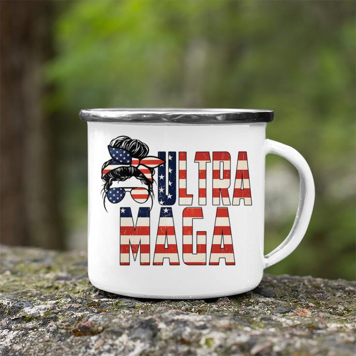 Messy Bun Ultra Maga Flag Sublimation Camping Mug