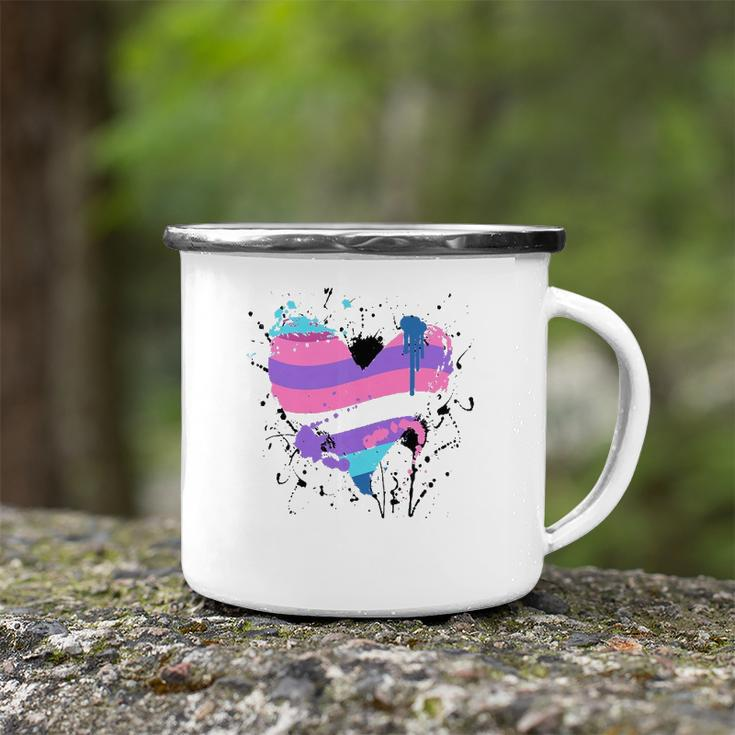 Paint Splash Bigender Heart Gender Bigender Pride Flag Camping Mug