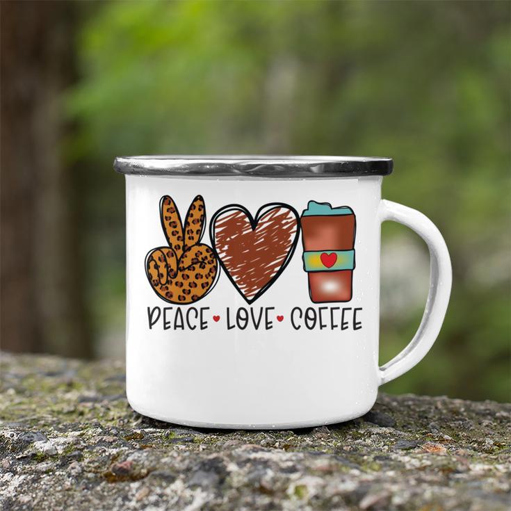 Peace Love Coffee Camping Mug