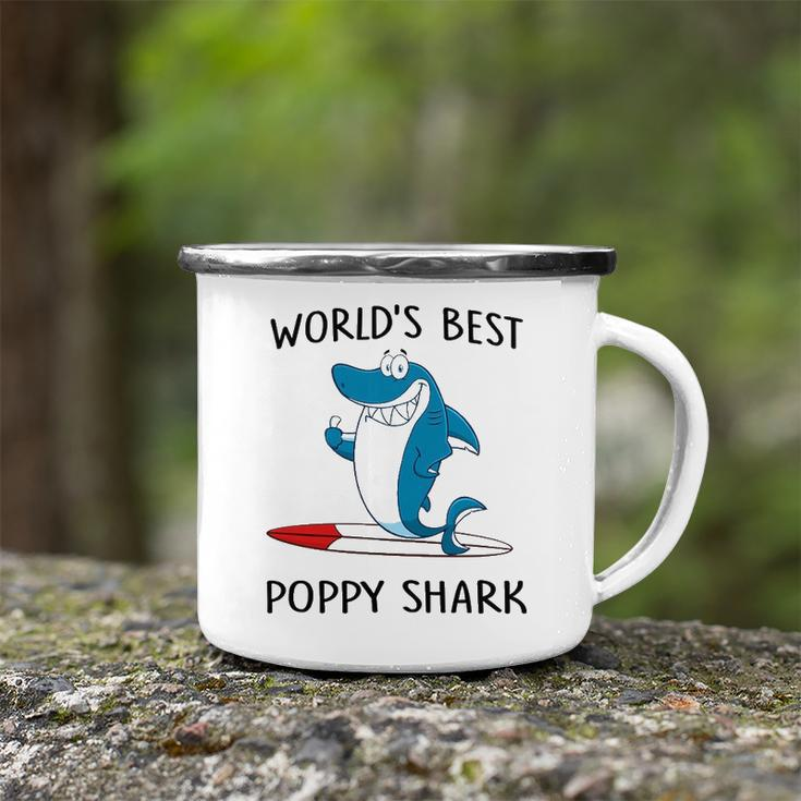 Poppy Grandpa Gift Worlds Best Poppy Shark Camping Mug