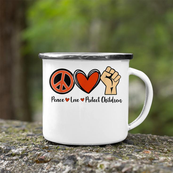 Protect Our Kids End Guns Violence Wear Orange Peace Sign Camping Mug