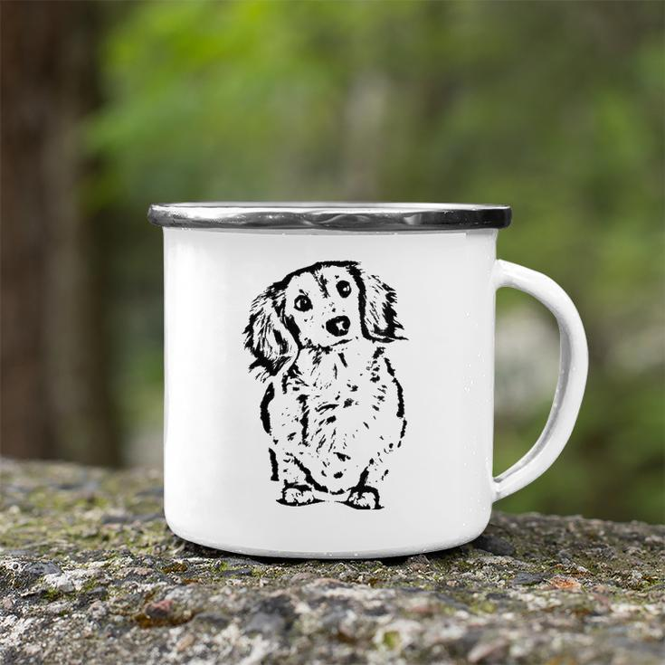 Womens Long Hair Dachshund Lover Gift Doxie Mom Dad Cute Wiener Dog V-Neck Camping Mug
