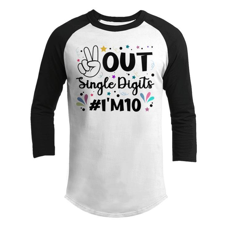 10Th Birthday For Girls Peace Out Single Digits  Youth Raglan Shirt