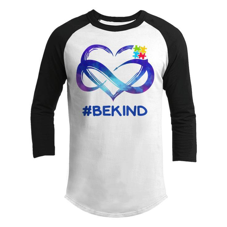 Be Kind Autism Awareness Heart  Autism Awareness Month Youth Raglan Shirt