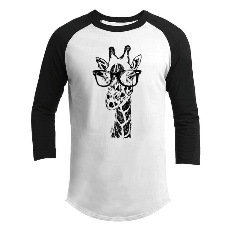 Giraffe With Glasses Youth Raglan Shirt