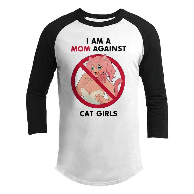 I Am A Mom Against Cat Girls V2 Youth Raglan Shirt