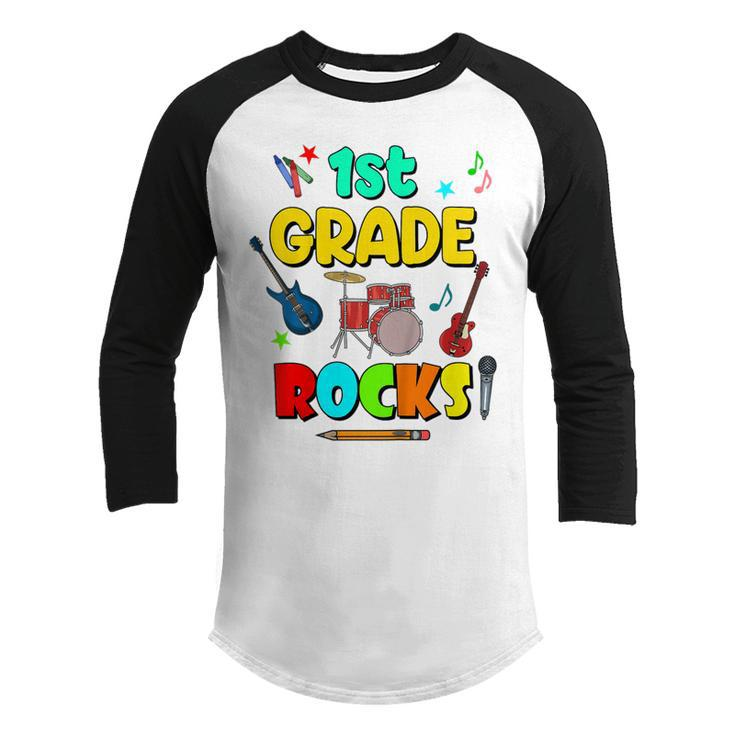 Kids 1St Grade Rocks Back To School Boys Girls 1St Day Of School  Youth Raglan Shirt